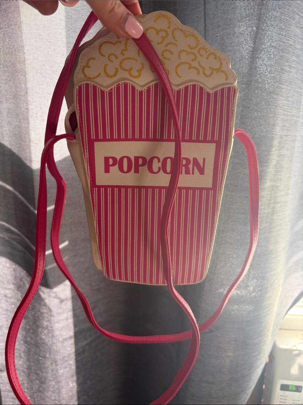 Popcorn Novelty Crossbody Bag in Pink and Cream